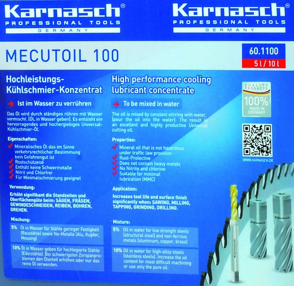 Hochleistungs Kühlschmiermittel Mecutoil 100 - 2,5 kg